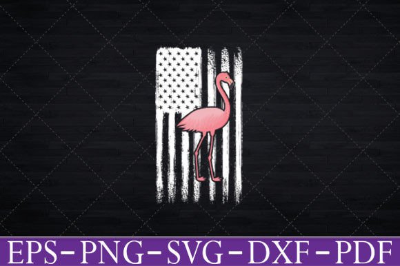 USA Flag Funny Cute Cartoon Flamingo Svg Graphics