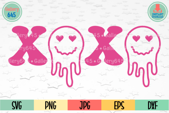 XOXO Smiley Melted Face Valentines SVG